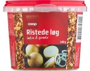 Coop Roasted Onions are made with fresh, finely chopped onions and are salted perfectly. They have the perfect crispness and give a lot of flavour too many dishes. 