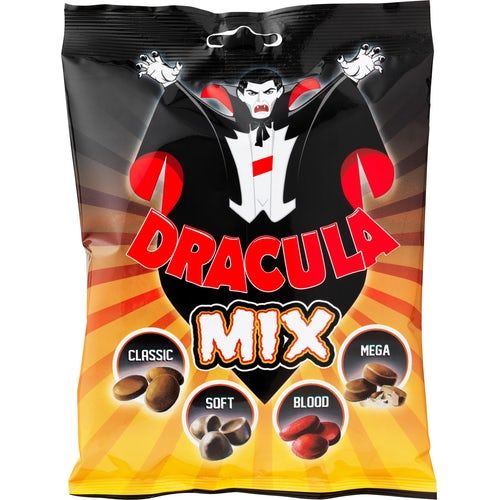 14 x bags of Dracula Piller 65g hard salmiakki flavoured candy 